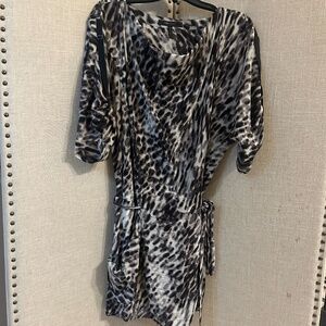 BCBG MAXAZRIA Ayshea Silk Animal Print Tie Waist Mini Dress Women’s Size M